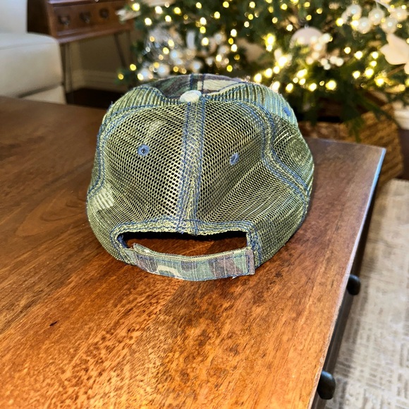 Upcycled Camo Trucker Hat with LV Leather Patch - Picture 4 of 4